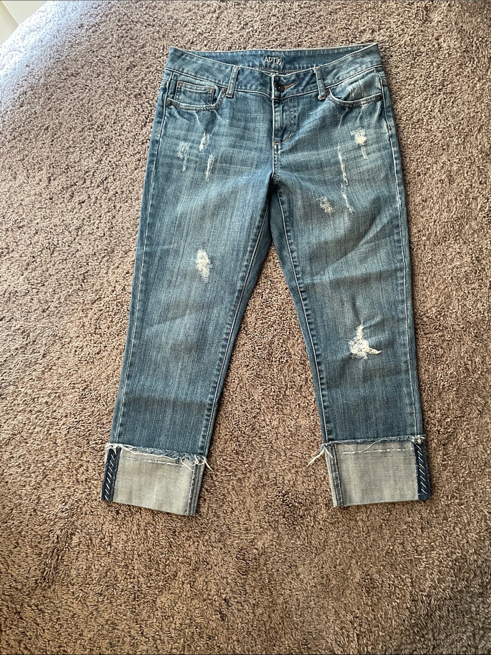 Apt. 9 Distressed Cuffed Crop Jeans - Denim Blue